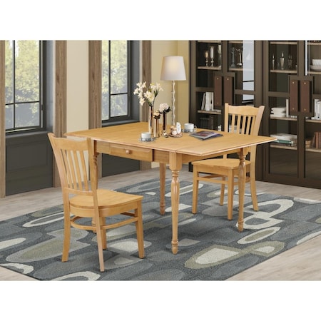 East West Furniture 3 Piece Monza Kitchen Dining Table Set - Oak MZGR3-OAK-W